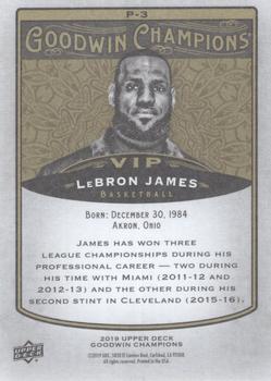 2019 Upper Deck Goodwin Champions - VIP Prize Red #P-3 LeBron James Back