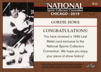 2019 Leaf National Convention - 1992 Leaf Metal Green Prismatic #TN-22 Gordie Howe Back