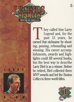 1993 Legends Sports Memorabilia #5 Larry Bird Back