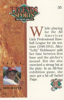 1993 Legends Sports Memorabilia #35 Lefty Hohlmayer Back