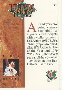 1993 Legends Sports Memorabilia #36 Ann Meyers Back