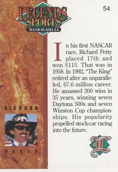 1993 Legends Sports Memorabilia #54 Richard Petty Back