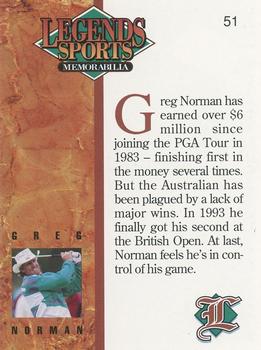 1993 Legends Sports Memorabilia #51 Greg Norman Back