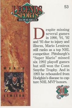 1993 Legends Sports Memorabilia #53 Mario Lemieux Back