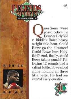 1993 Legends Sports Memorabilia - Silver #15 Riddick Bowe Back