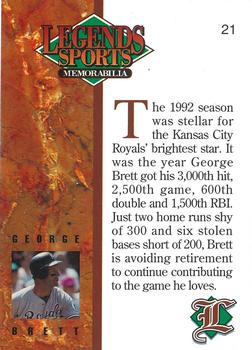 1993 Legends Sports Memorabilia - Silver #21 George Brett Back