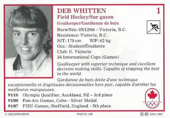1992 Erin Maxx Summer Olympics Hopefuls #1 Deb Whitten Back