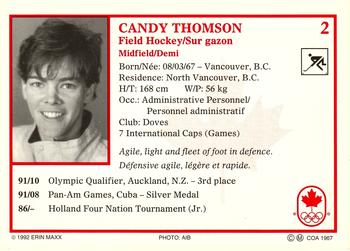 1992 Erin Maxx Summer Olympics Hopefuls #2 Candy Thomson Back