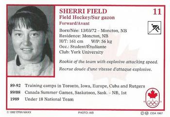 1992 Erin Maxx Summer Olympics Hopefuls #11 Sherri Field Back