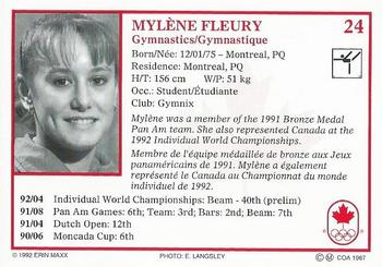 1992 Erin Maxx Summer Olympics Hopefuls #24 Mylene Fleury Back