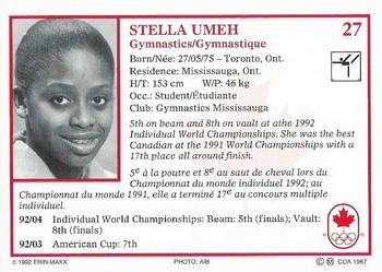 1992 Erin Maxx Summer Olympics Hopefuls #27 Stella Umeh Back