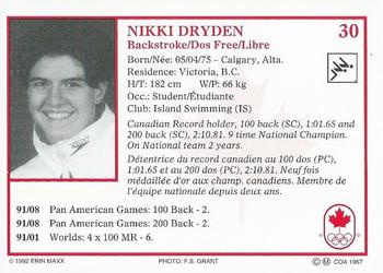1992 Erin Maxx Summer Olympics Hopefuls #30 Nikki Dryden Back