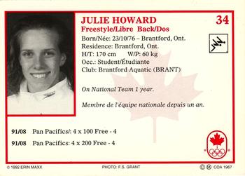 1992 Erin Maxx Summer Olympics Hopefuls #34 Julie Howard Back
