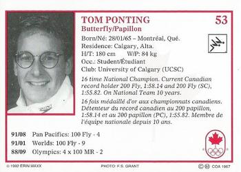 1992 Erin Maxx Summer Olympics Hopefuls #53 Tom Ponting Back