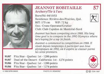 1992 Erin Maxx Summer Olympics Hopefuls #57 Jeannot Robitaille Back