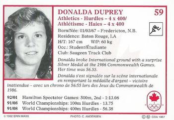 1992 Erin Maxx Summer Olympics Hopefuls #59 Donalda Duprey Back
