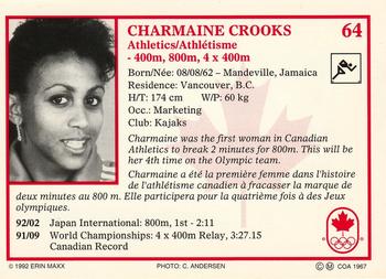 1992 Erin Maxx Summer Olympics Hopefuls #64 Charmaine Crooks Back