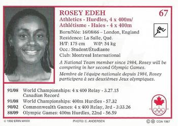 1992 Erin Maxx Summer Olympics Hopefuls #67 Rosey Edeh Back