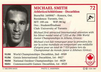 1992 Erin Maxx Summer Olympics Hopefuls #72 Michael Smith Back
