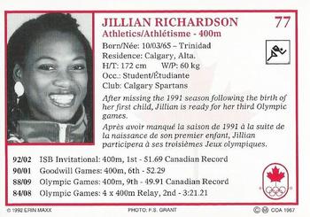 1992 Erin Maxx Summer Olympics Hopefuls #77 Jillian Richardson Back