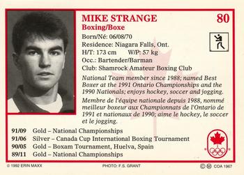 1992 Erin Maxx Summer Olympics Hopefuls #80 Mike Strange Back