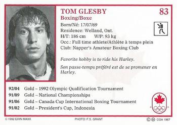 1992 Erin Maxx Summer Olympics Hopefuls #83 Tom Glesby Back