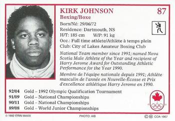 1992 Erin Maxx Summer Olympics Hopefuls #87 Kirk Johnson Back