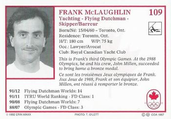 1992 Erin Maxx Summer Olympics Hopefuls #109 Frank McLaughlin Back