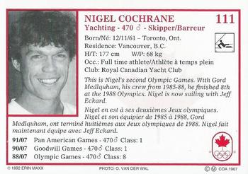 1992 Erin Maxx Summer Olympics Hopefuls #111 Nigel Cochrane Back