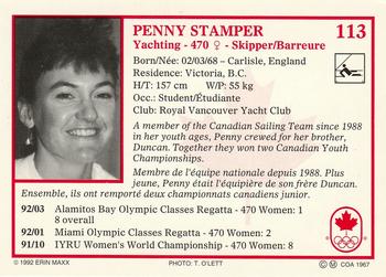 1992 Erin Maxx Summer Olympics Hopefuls #113 Penny Stamper Back