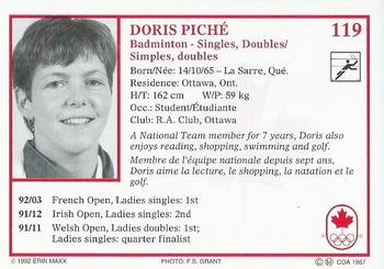1992 Erin Maxx Summer Olympics Hopefuls #119 Doris Piche Back