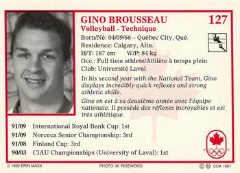 1992 Erin Maxx Summer Olympics Hopefuls #127 Gino Brousseau Back