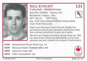 1992 Erin Maxx Summer Olympics Hopefuls #131 Bill Knight Back