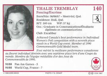 1992 Erin Maxx Summer Olympics Hopefuls #140 Thalie Tremblay Back