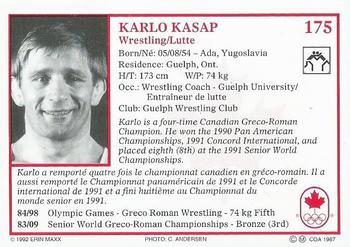 1992 Erin Maxx Summer Olympics Hopefuls #175 Karlo Kasap Back