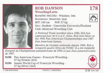 1992 Erin Maxx Summer Olympics Hopefuls #178 Rob Dawson Back