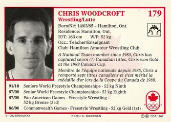 1992 Erin Maxx Summer Olympics Hopefuls #179 Chris Woodcroft Back