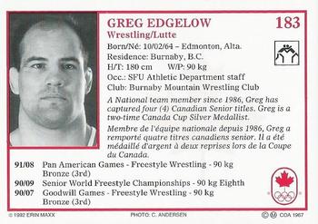 1992 Erin Maxx Summer Olympics Hopefuls #183 Greg Edgelow Back