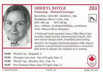 1992 Erin Maxx Summer Olympics Hopefuls #203 Sheryl Boyle Back