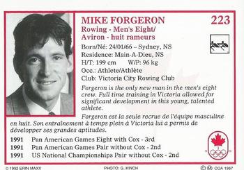 1992 Erin Maxx Summer Olympics Hopefuls #223 Mike Forgeron Back