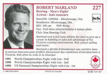 1992 Erin Maxx Summer Olympics Hopefuls #227 Robert Marland Back