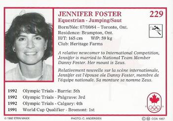 1992 Erin Maxx Summer Olympics Hopefuls #229 Jennifer Foster Back