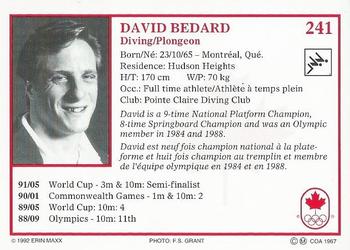 1992 Erin Maxx Summer Olympics Hopefuls #241 David Bedard Back