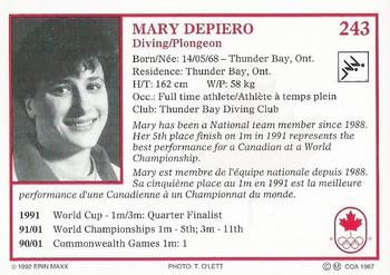 1992 Erin Maxx Summer Olympics Hopefuls #243 Mary Depiero Back