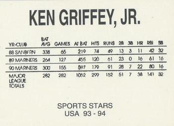 1993-94 Sports Stars USA NNO (unlicensed) #NNO Ken Griffey Jr. Back