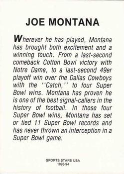 1993-94 Sports Stars USA (unlicensed) #NNO Joe Montana Back