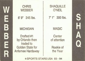 1993-94 Sports Stars USA (unlicensed) #NNO Shaquille O'Neal / Chris Webber Back
