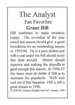1996 Investor's Journal The Analyst - Copper #NNO Grant Hill Back