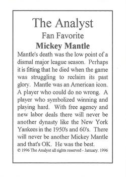 1996 Investor's Journal The Analyst - Copper #NNO Mickey Mantle Back