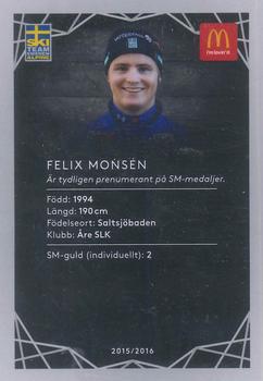 2016 McDonald's SkiTeam Sweden #NNO Felix Monsén Back